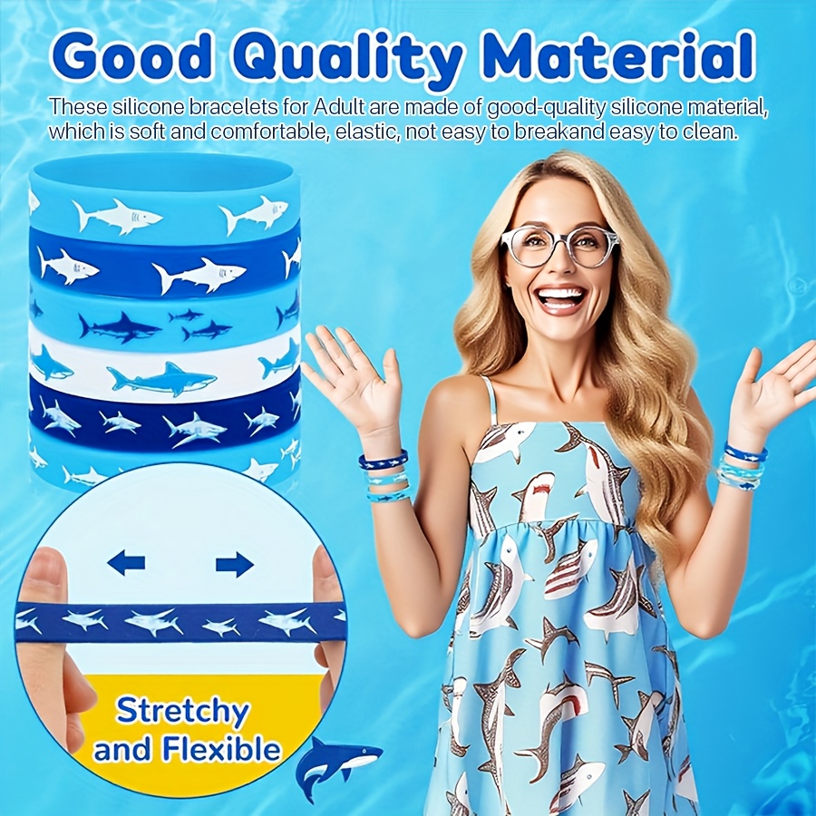 30 Marine Life Shark Silicone Wristbands, Party Favors